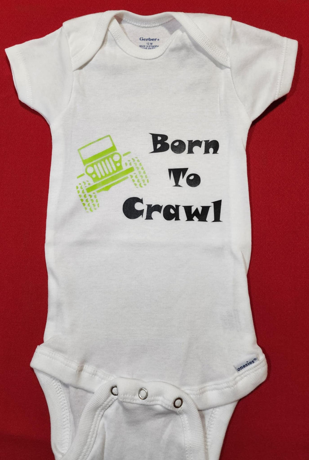 ONESIES BORN TO CRAWL LIME GREEN